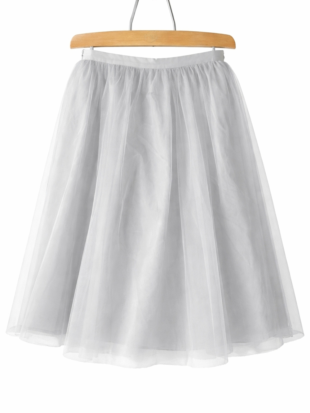 Zara Basics Gray Tulle Midi Skirt Feminine Romantic A-Line Pull Skirt M - Picture 2 of 9